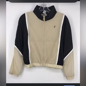 Zyia Active jacket - beige/black cropped zip up windbreaker active